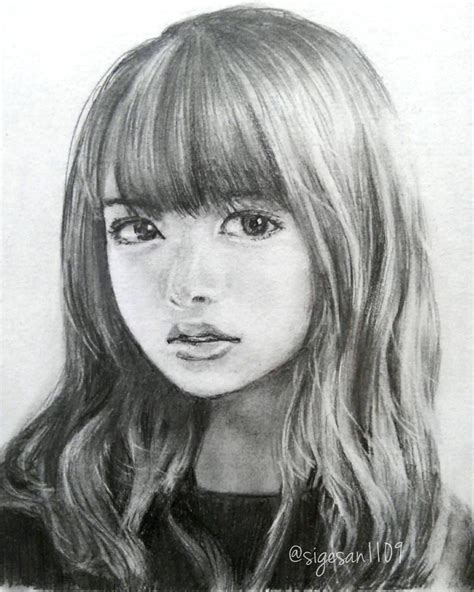 realistic pencil drawings drawing examples outline drawings girl