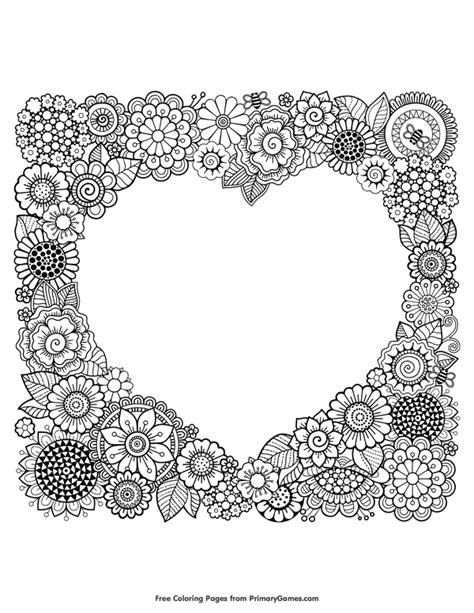 heart frame coloring page  printable  coloring pages