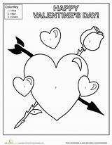 Valentine Worksheets Coloring Kids Valentines Worksheet Kindergarten Happy Pages Color Printable Heart Number Education Fun Hearts Easy Choose Board sketch template