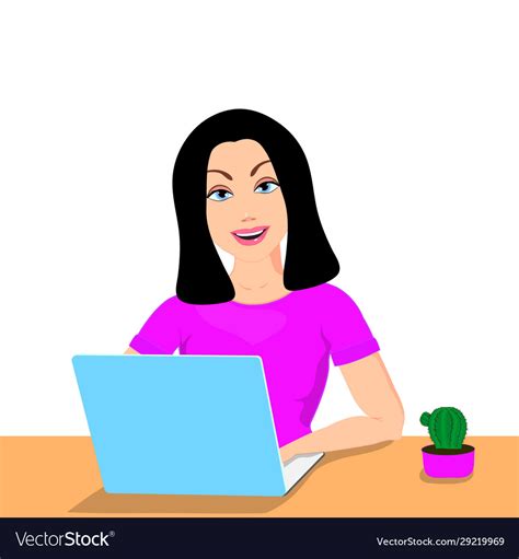 girl in office with a laptop royalty free vector image