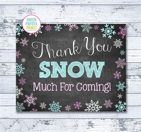 snow  printable sign instant  winter etsy