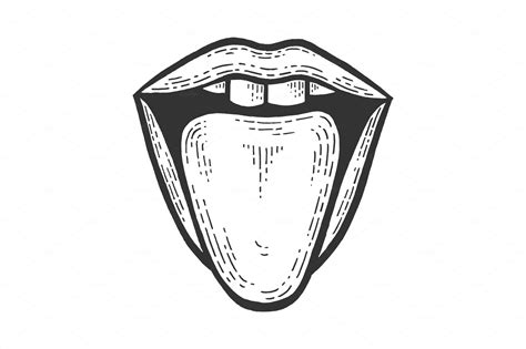 tongue from mouth sketch vector custom designed illustrations