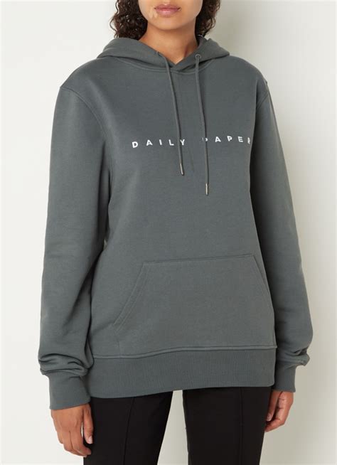 daily paper alias hoodie met logoborduring olijfgroen de bijenkorf