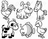 Coloring Animals Cartoon Animal Pages Book Illustration Vector Farm Kids Printable Drawings Books Drawing Kindergarten Toddler Sheets sketch template