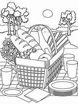 Coloring Picnic Pages Summer Basket Kids Food Printable Color Drawing Colouring Blanket Sheets Scene Parents Worksheet Adult Sketch Sheet Print sketch template