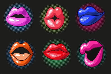 pop art sexy color female lips vector premium download