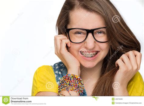Geeky Girls Braces Glasses Nerd
