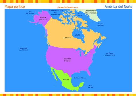 Mapa De América Del Norte Político Tarjetas De Mapas