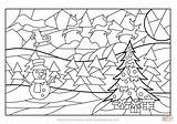 Christmas Coloring Scene Stained Glass Pages Printable Supercoloring Drawing sketch template