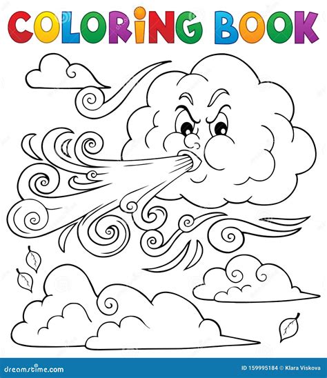 coloring book clouds  wind theme  stock vector illustration