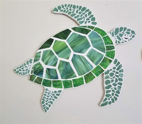 swimming sea turtle mosaic turtle wall decor mosaic stained mosaic