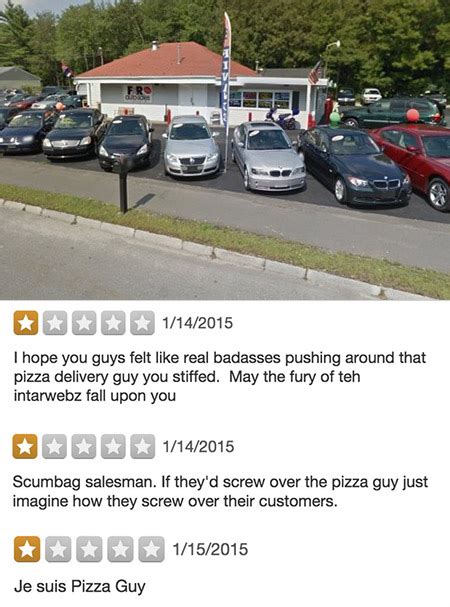 car dealership hassles pizza delivery guy uploads surveillance