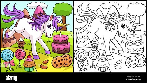 unicorn  candy land coloring page ilustracion imagen vector de stock