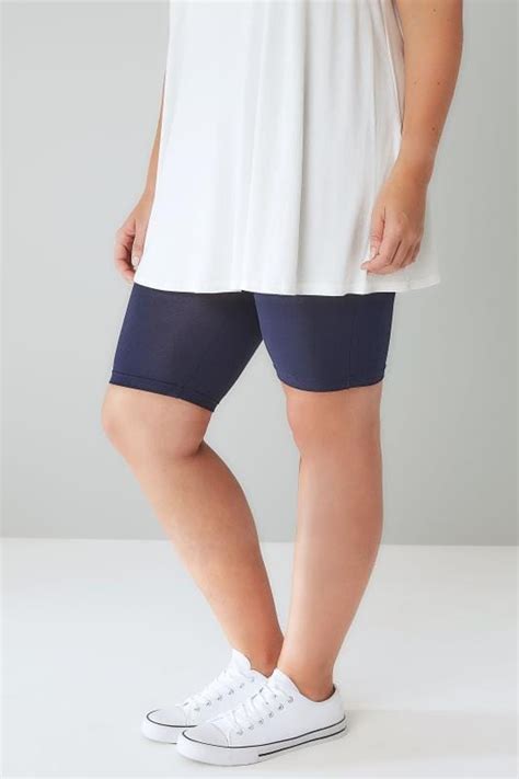 Navy Tummy Control Viscose Elastane Legging Shorts Plus