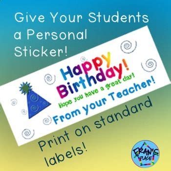 happy birthday sticker   teacher printable  labels