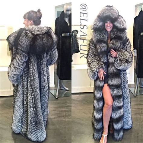 Long Hooded Silver Fox Fur Coat Bigfurz Pinterest