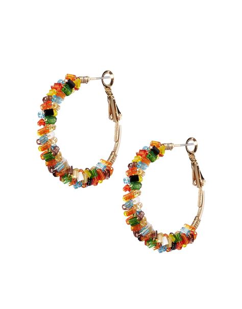 asos asos seedbead hoop earrings  asos