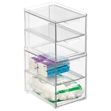 Buy Mdesign Stackable Storage Containers Box With 2 Pull Out Drawers
