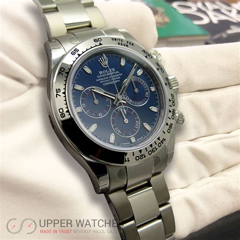 rolex  cosmograph daytona  white gold  blue dial upper watches
