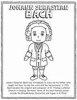 Bach Coloring Sebastian Johann Composer Craft Famous Informational Text Kids Teacherspayteachers Original sketch template