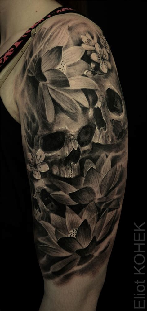 Lotus Flowers Skulls Skull Couple Tattoo Girly Skull Tattoos Skull