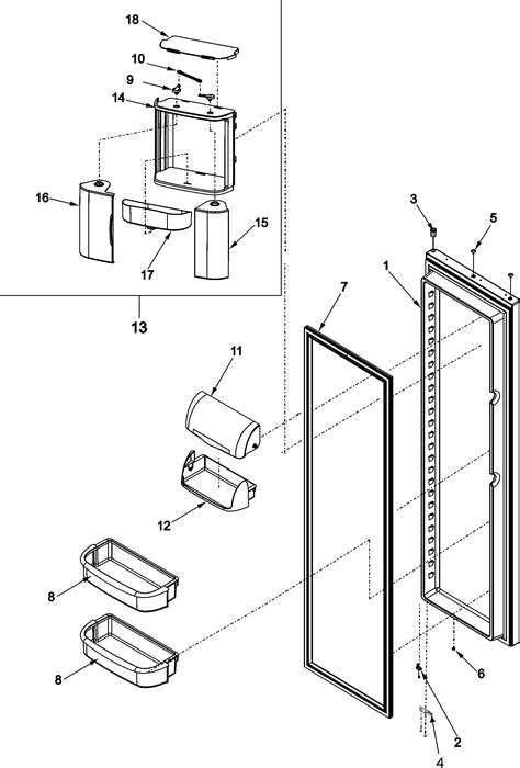 refrigerator door diagram parts list  model asdkeq amana parts refrigerator parts