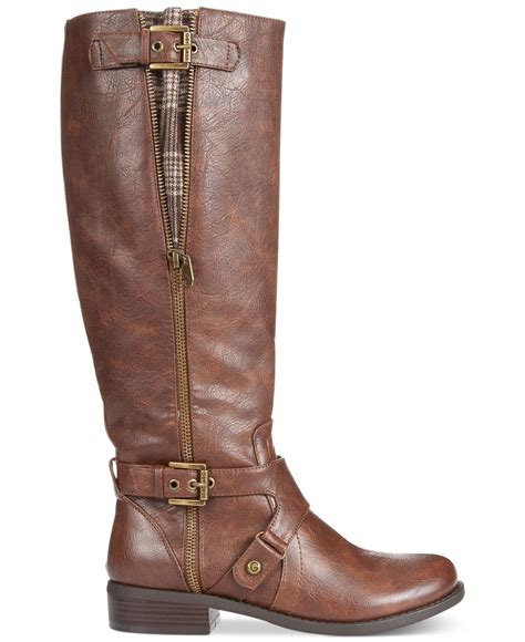 g by guess women s hertle tall shaft riding boots in brown lyst