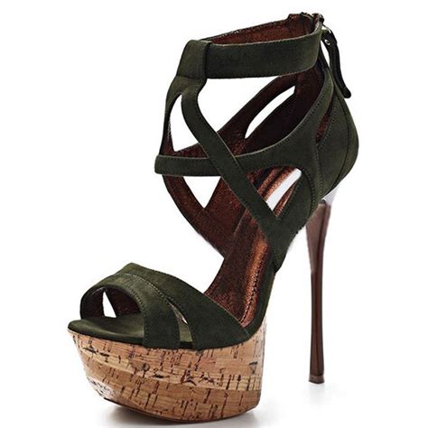shoespie suede wooden platform and stiletto heel sandals elegant sandals platform high heels