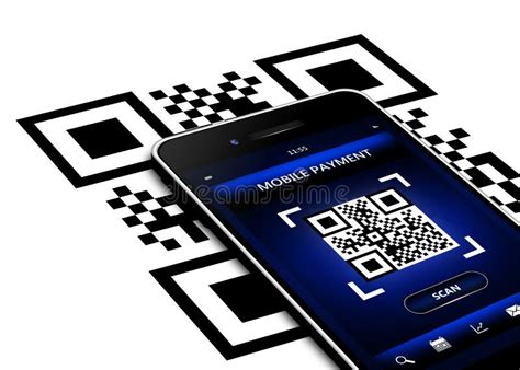 mobile phone  qr code screen isolated  white stock illustration image