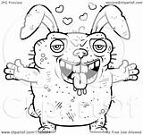 Ugly Coloring Outlined Rabbit Loving Clipart Cartoon Cory Thoman Vector Royalty Collc0121 sketch template