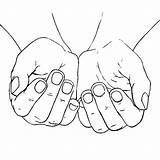 Hands Cupped Drawing Colouring Tocolor Getdrawings sketch template