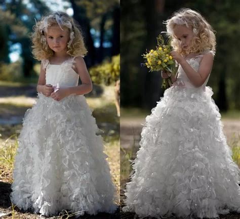 Buy Elegant White Tiered Flower Girl Dresses For