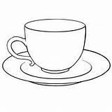 Fincan Saucer çizim Kolay Cups Teacup sketch template