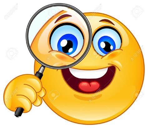 7579075 emoticon holding a magnifying glass stock vector smiley r8by2x