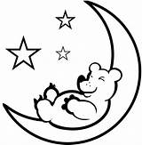 Moon Coloring Pages Kids Printable Sheet Crescent Sleeping Stars Bear Clipart Sheets Bestcoloringpagesforkids Drawing Phases Space Learn Colors 21kb sketch template