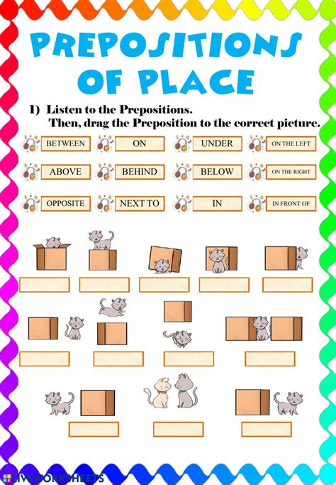 prepositions  place  activities interactive worksheet