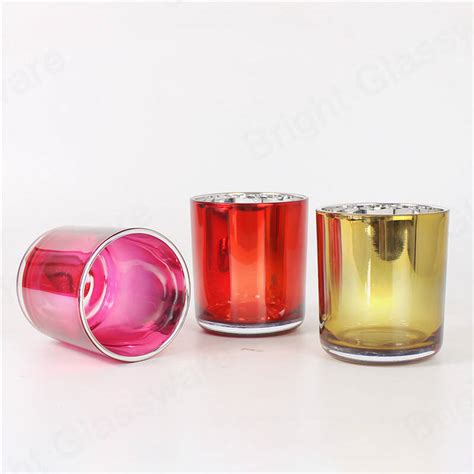 Luxury Colorful Electroplated Glass Candle Containers For Candle Making