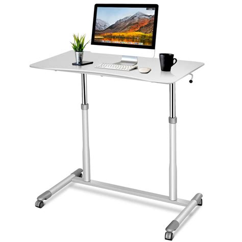 costway height adjustable computer desk sit  stand rolling notebook