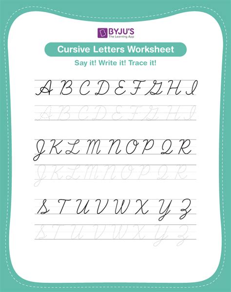 cursive capital letters worksheet  printable cursive capital letters worksheet