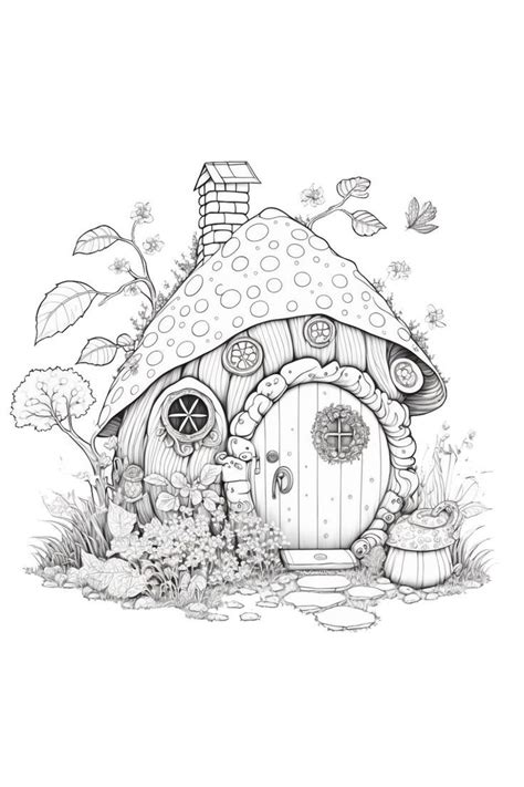 fairy house coloring page  adults designs  kemmy house