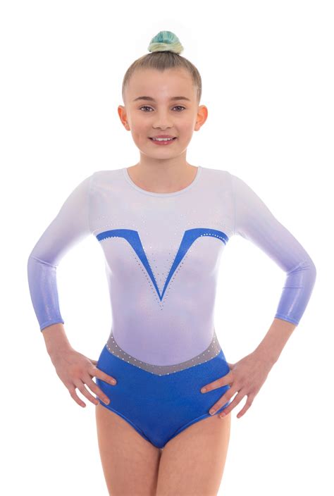 Force Blue Long Sleeved Gymnastics Leotard Velocity Pro Sport