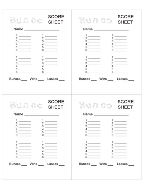 bunco score sheet   templates   word excel