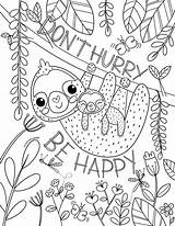 Sloth Coloring Pages Printable Happy Kids Adults Hurry Don Colouring Cute Adult Stitch Mermaid Sheets Print Book Visit Christmas Choose sketch template