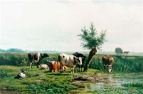 simon van den berg paintings prev  sale cattle   stream