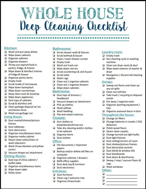 professional house cleaning checklist printable  wholesale save