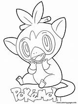Pokemon Coloring Grookey Pages Printable Print sketch template