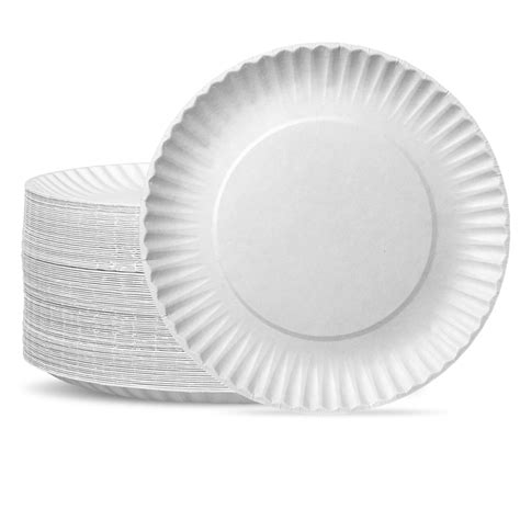 comfy package  pack bulk disposable white uncoated paper plates