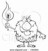 Caveman Torch Carrying Lineart sketch template
