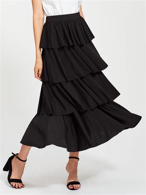 zip closure layered ruffle skirt emmacloth women fast fashion