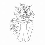 Line Flower Drawings Painting Canvas Outline Tumblr Choose Board Tattoo sketch template